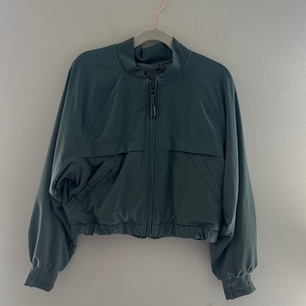 Deep Teal Cropped Bomber Jacket - Girls